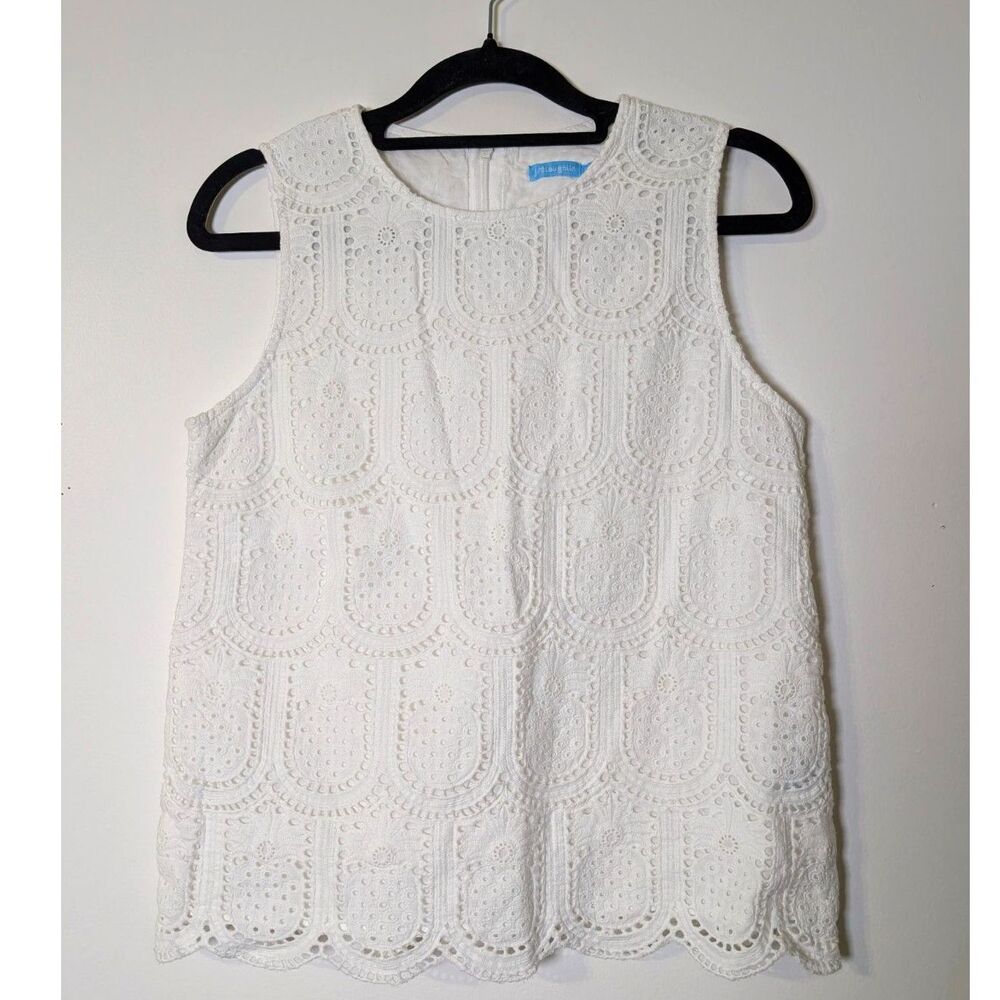 J. McLaughlin White Eyelet Sleeveless Blouse - Picture 2 of 7